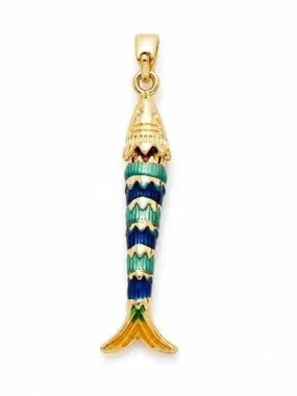 Gold Blue Enamel Fish Charm (4507)
